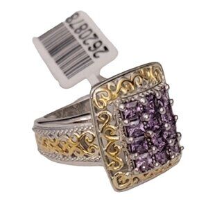 Kendra Scott Karis Silver Purple CZ Ring, Size 6